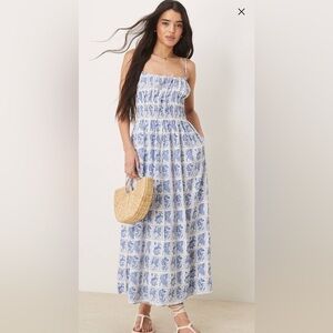 Abercrombie & Fitch Stamp Blue & White Maxi Dress